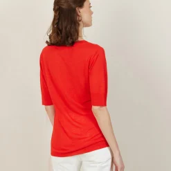 Maison Montagut T-Shirt Col Rond En Lin Flamme - Bonnie><noscript><img width=