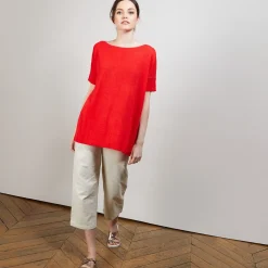Maison Montagut T-Shirt Col Rond En Viscose Crepe - Bibiche><noscript><img width=