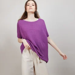 Maison Montagut T-Shirt Col Rond En Viscose Crepe - Bibiche><noscript><img width=