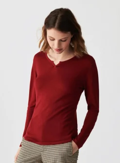 Maison Montagut T-Shirt Col Tunisien En Bambou Cachemire Fine Maille - Betty><noscript><img width=