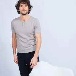 Maison Montagut T-Shirt Col Tunisien En Coton Cachemire - Haruni>Homme T-Shirts