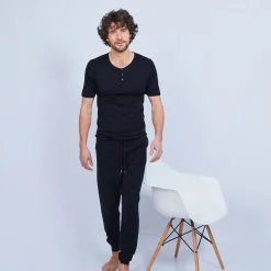 Maison Montagut T-Shirt Col Tunisien En Coton Cachemire - Haruni><noscript><img width=