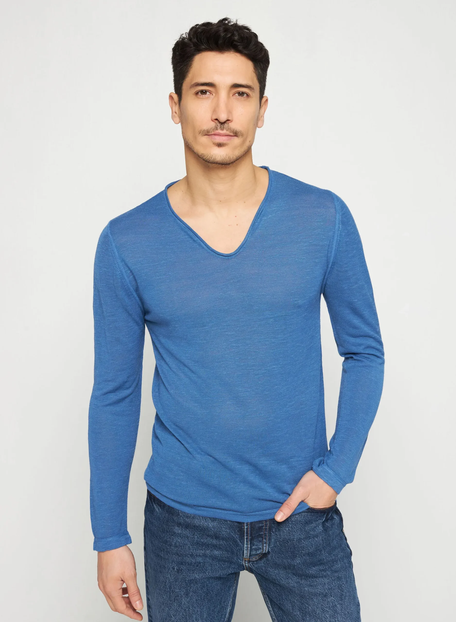 Maison Montagut T-Shirt Col Tunisien En Lin Flamme - Blayne>Homme T-Shirts