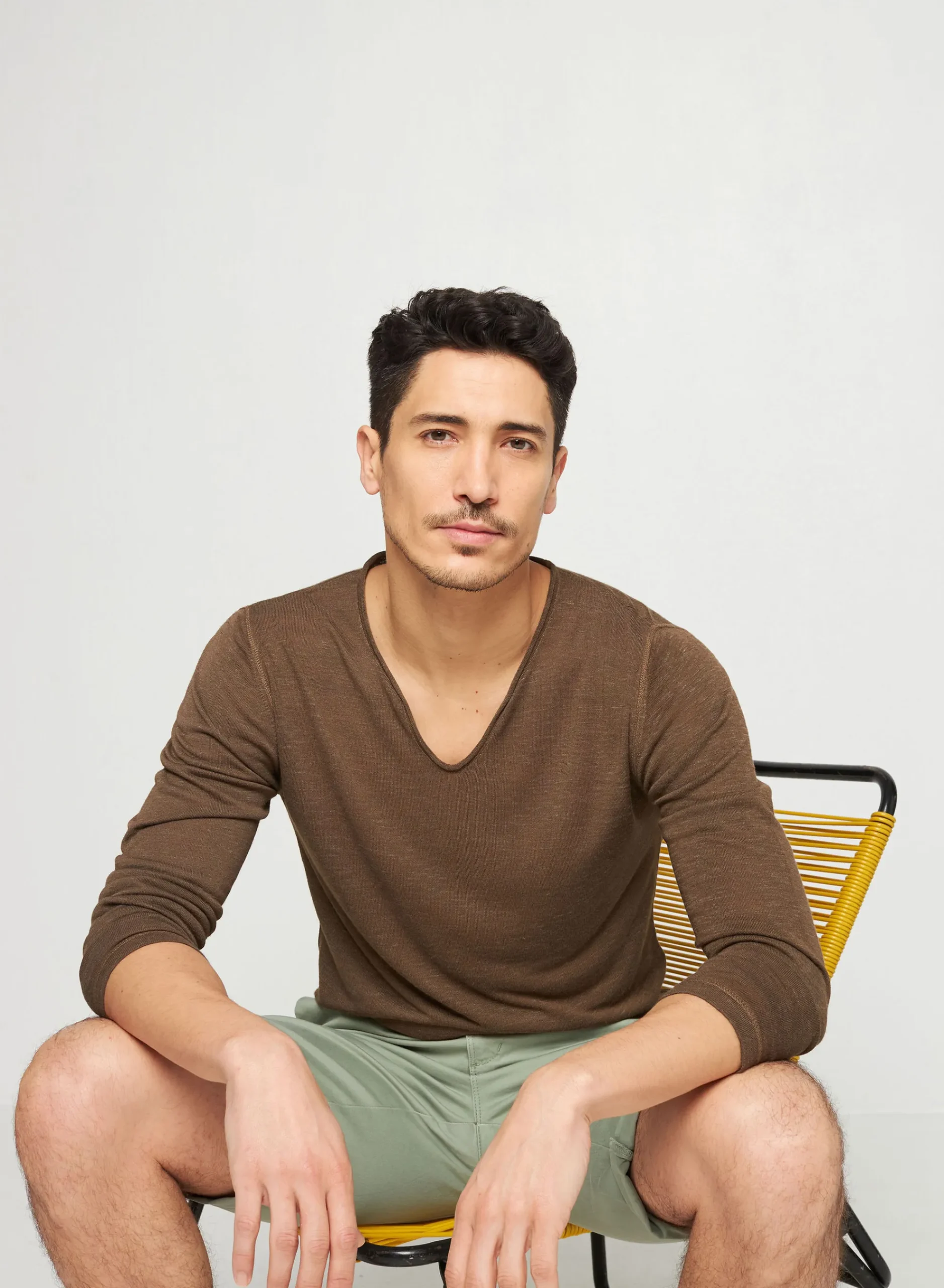 Maison Montagut T-Shirt Col Tunisien En Lin Flamme - Blayne>Homme T-Shirts