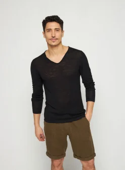 Maison Montagut T-Shirt Col Tunisien En Lin Flamme - Blayne><noscript><img width=