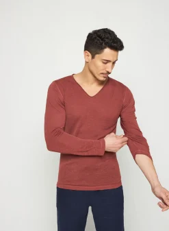 Maison Montagut T-Shirt Col Tunisien En Lin Flamme - Blayne><noscript><img width=