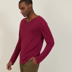 Maison Montagut T-Shirt Col Tunisien En Lin Flamme - Blayne><noscript><img width=