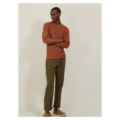 Maison Montagut T-Shirt Col Tunisien En Lin Flamme - Blayne><noscript><img width=