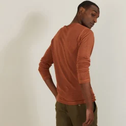 Maison Montagut T-Shirt Col Tunisien En Lin Flamme - Blayne><noscript><img width=