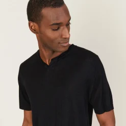 Maison Montagut T-Shirt Col Tunisien En Lin Flamme - Baraka><noscript><img width=