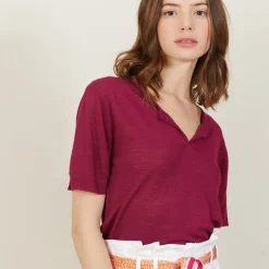 Maison Montagut T-Shirt Col Tunisien En Lin Flamme - Boheme><noscript><img width=