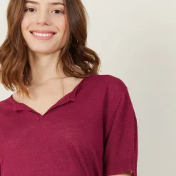 Maison Montagut T-Shirt Col Tunisien En Lin Flamme - Boheme><noscript><img width=