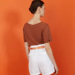 Maison Montagut T-Shirt Col Tunisien En Lin Flamme - Boheme><noscript><img width=