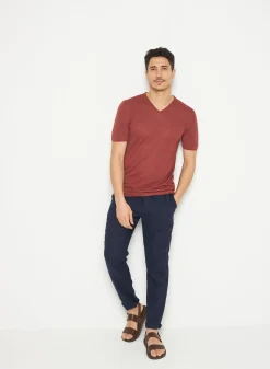 Maison Montagut T-Shirt Col V En Lin Flamme - Reuben><noscript><img width=