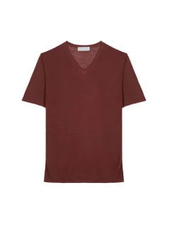 Maison Montagut T-Shirt Col V En Lin Flamme - Reuben><noscript><img width=