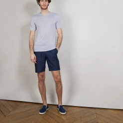 Maison Montagut T-Shirt Col V En Lin Flamme - Bobelia><noscript><img width=