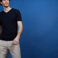 Maison Montagut T-Shirt Col V En Lin Flamme - Bobelia><noscript><img width=