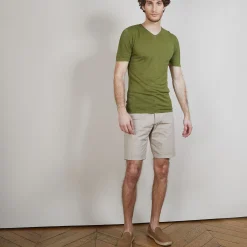 Maison Montagut T-Shirt Col V En Lin Flamme - Bobelia><noscript><img width=