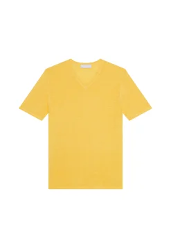 Maison Montagut T-Shirt Col V En Lin Flamme - Reuben>Homme T-Shirts