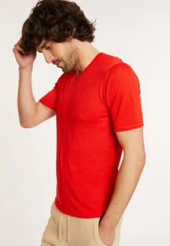 Maison Montagut T-Shirt Col V En Lin Flamme - Reuben><noscript><img width=