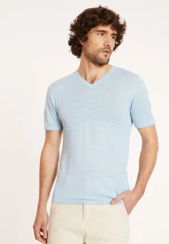 Maison Montagut T-Shirt Col V En Lin Flamme - Reuben><noscript><img width=