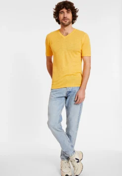 Maison Montagut T-Shirt Col V En Lin Flamme - Reuben><noscript><img width=