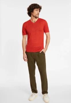 Maison Montagut T-Shirt Col V En Lin Flamme - Reuben><noscript><img width=