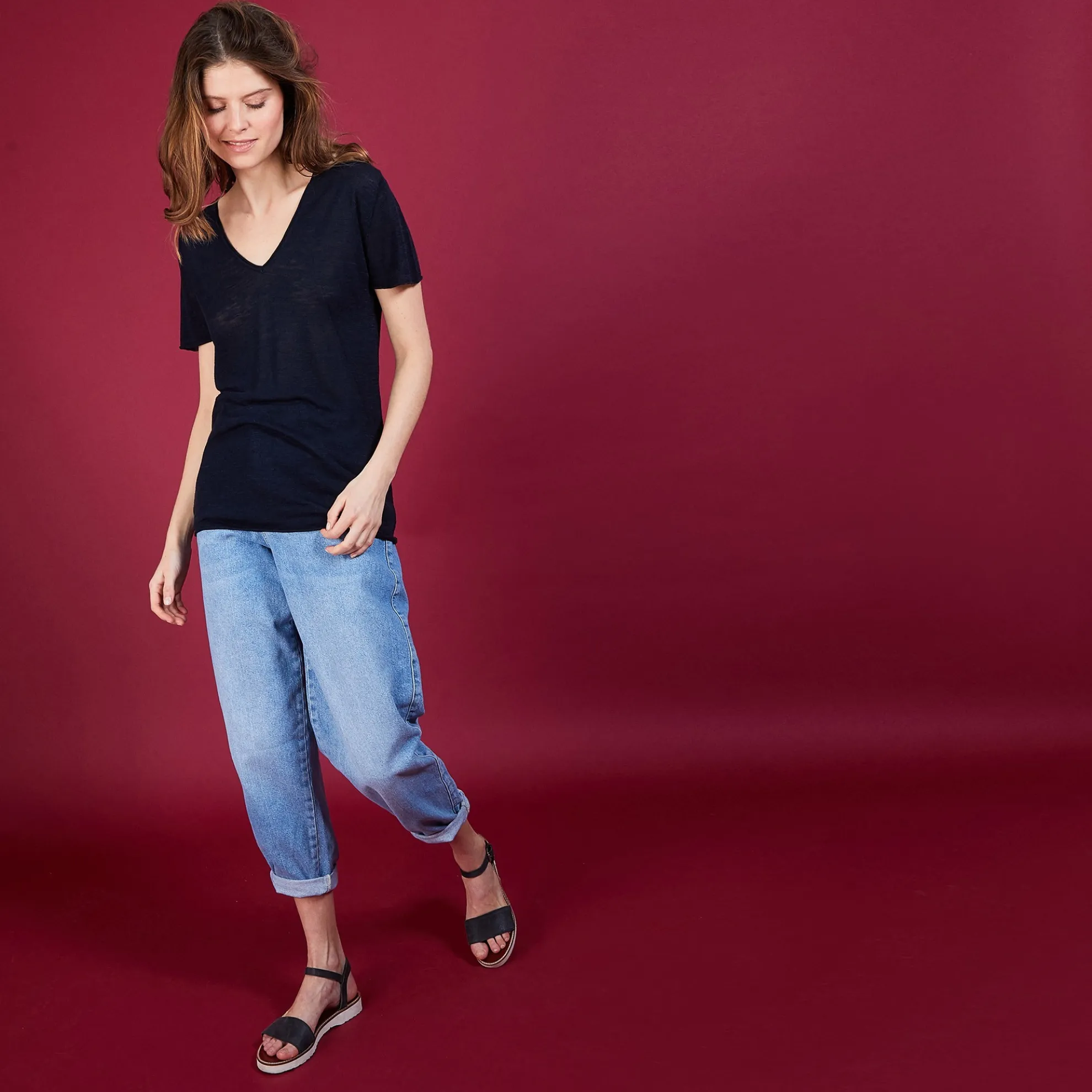 Maison Montagut T-Shirt En Lin Flamme - Balkan>Femme T-Shirts