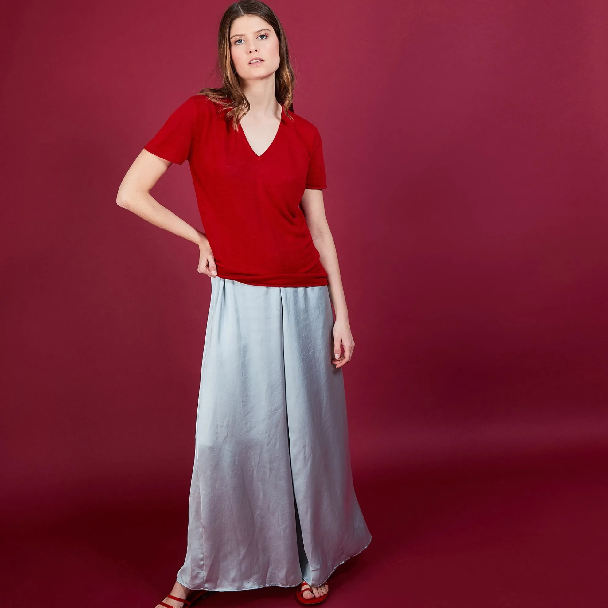 Maison Montagut T-Shirt En Lin Flamme - Balkan>Femme T-Shirts