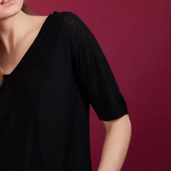 Maison Montagut T-Shirt En Lin Flamme Manches Coudes - Bonbon><noscript><img width=