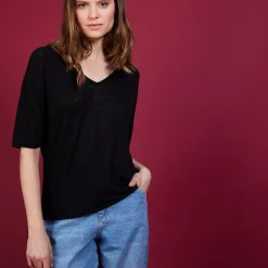 Maison Montagut T-Shirt En Lin Flamme Manches Coudes - Bonbon><noscript><img width=