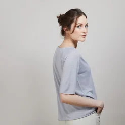 Maison Montagut T-Shirt En Lin Flamme Manches Coudes - Bonbon><noscript><img width=