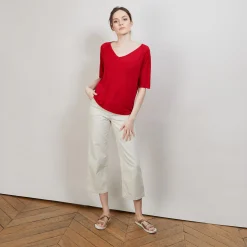 Maison Montagut T-Shirt En Lin Flamme Manches Coudes - Bonbon><noscript><img width=