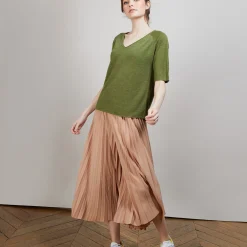 Maison Montagut T-Shirt En Lin Flamme Manches Coudes - Bonbon><noscript><img width=