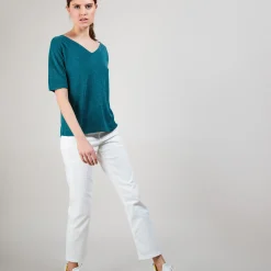 Maison Montagut T-Shirt En Lin Flamme Manches Coudes - Bonbon><noscript><img width=