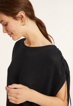 Maison Montagut T-Shirt En Lin Flamme Resserrage Epaules - Marine><noscript><img width=