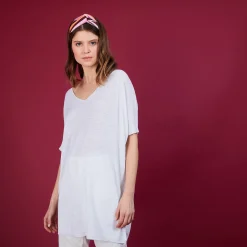 Maison Montagut T-Shirt Long En Lin Flamme - Bil>Femme T-Shirts