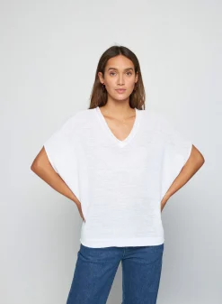 Maison Montagut T-Shirt Manche Chauve-Souris En Lin Flamme - Tarra><noscript><img width=