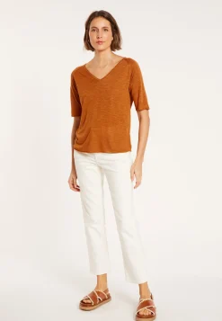 Maison Montagut T-Shirt Manches Coudes En Lin Flamme - Bonbon><noscript><img width=