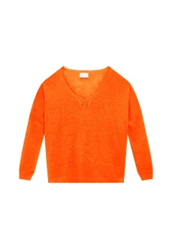 Maison Montagut T-Shirt Oversize Col V En Lin Flamme - Beja><noscript><img width=