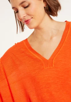 Maison Montagut T-Shirt Oversize Col V En Lin Flamme - Beja><noscript><img width=