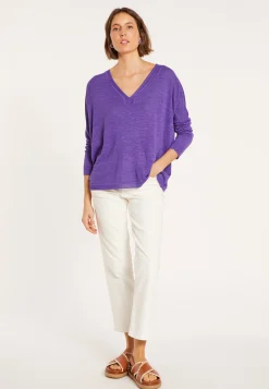 Maison Montagut T-Shirt Oversize Col V En Lin Flamme - Beja><noscript><img width=