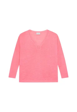 Maison Montagut T-Shirt Oversize Col V En Lin Flamme - Beja><noscript><img width=