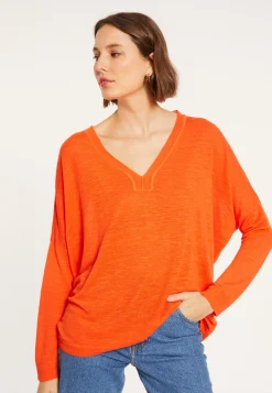 Maison Montagut T-Shirt Oversize Col V En Lin Flamme - Beja><noscript><img width=