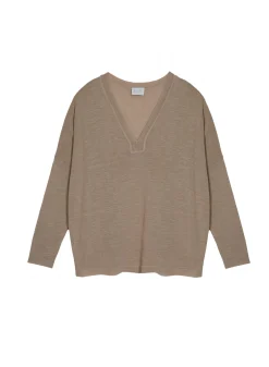 Maison Montagut T-Shirt Oversize Col V En Lin Flamme - Beja><noscript><img width=