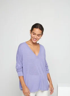 Maison Montagut T-Shirt Oversize Col V En Lin Flamme - Beja><noscript><img width=