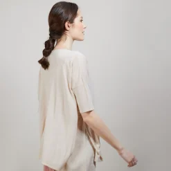 Maison Montagut T-Shirt Oversize En Lin Flamme - Batalya><noscript><img width=