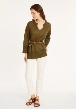 Maison Montagut Tunique Ample Col V En Lin - Marielle><noscript><img width=