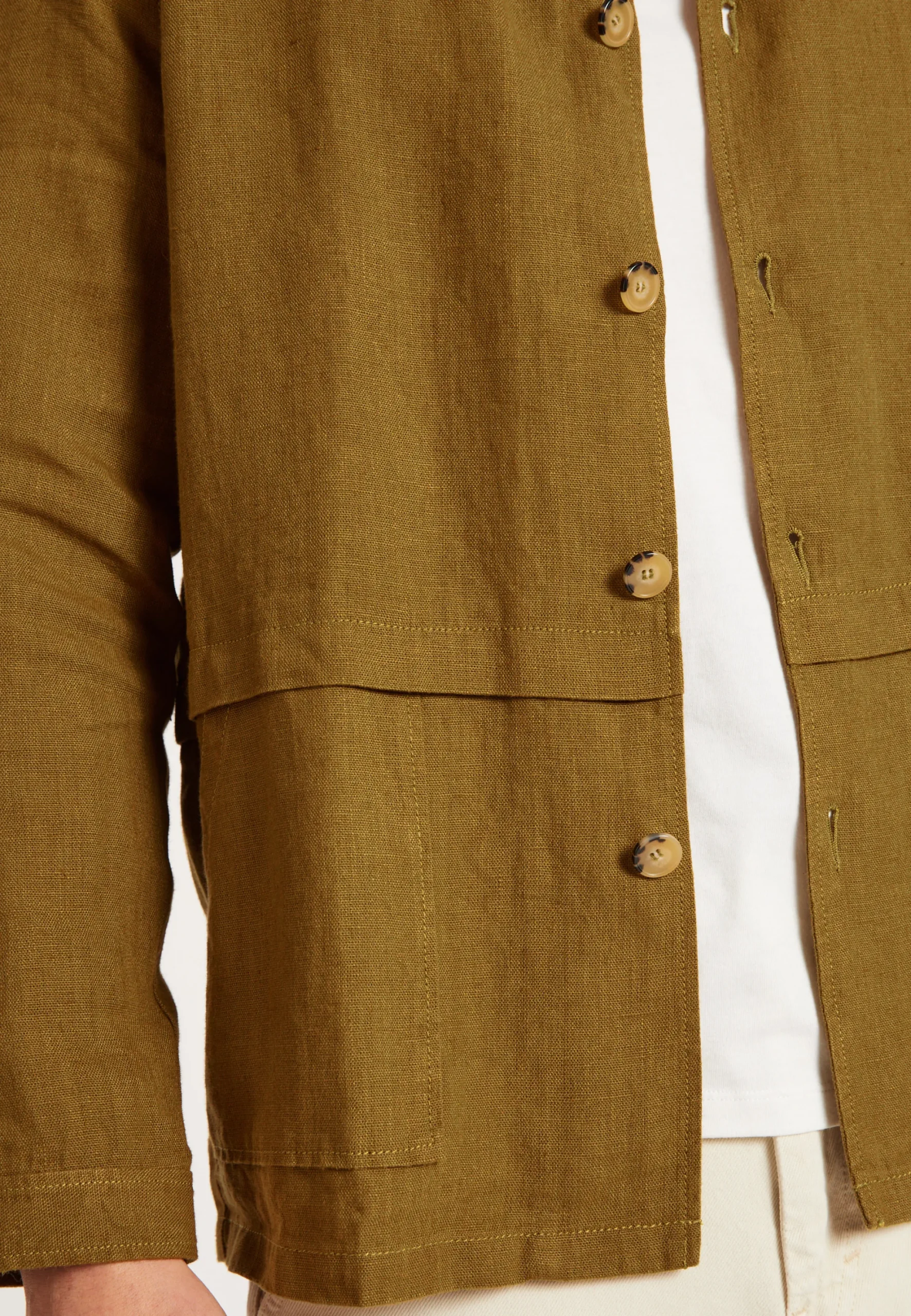 Maison Montagut Veste Boutonnee En Lin Avec Poches - Dallas>Homme Vestes Et Gilets