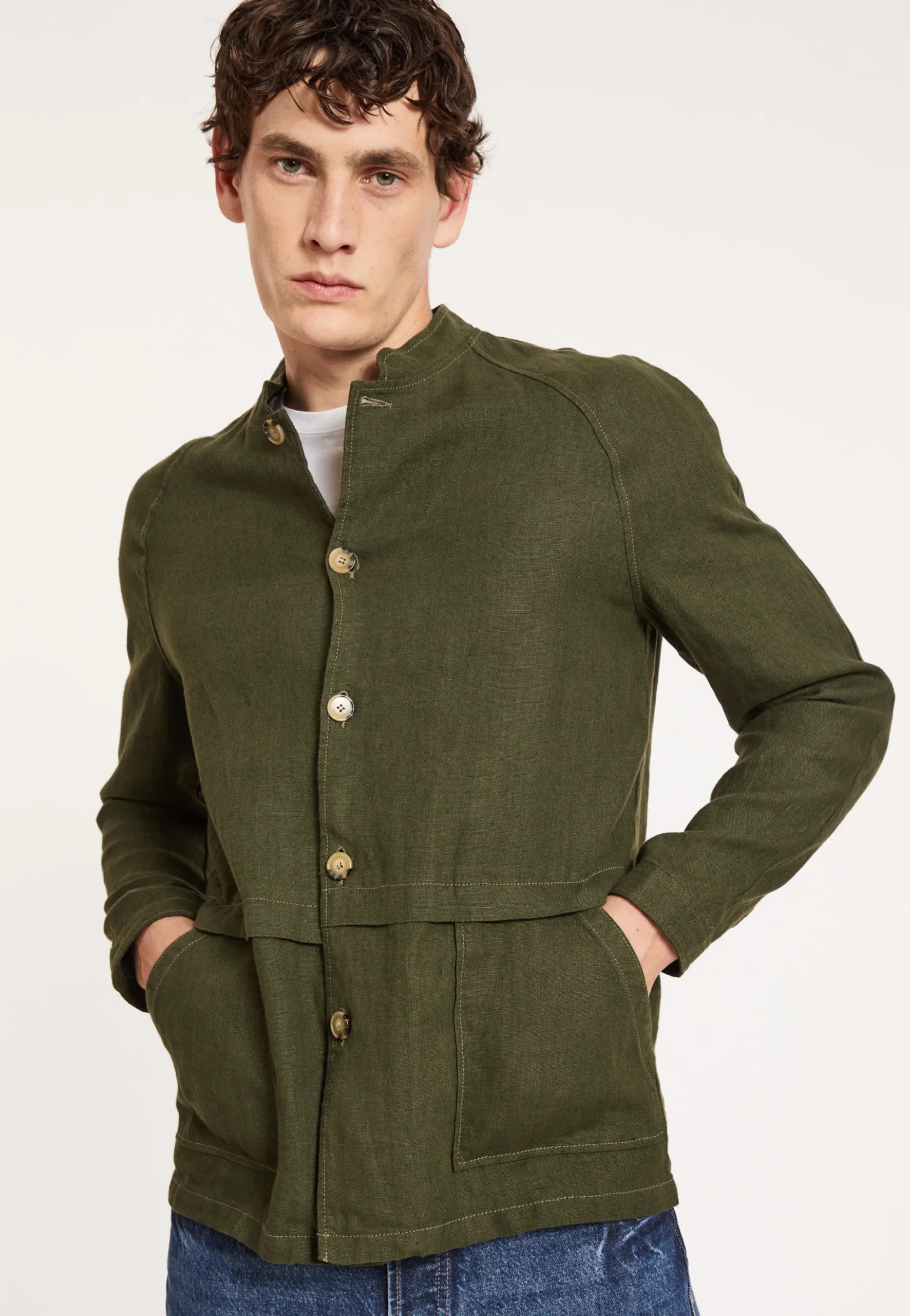 Maison Montagut Veste Boutonnee En Lin Avec Poches - Dallas>Homme Vestes Et Gilets